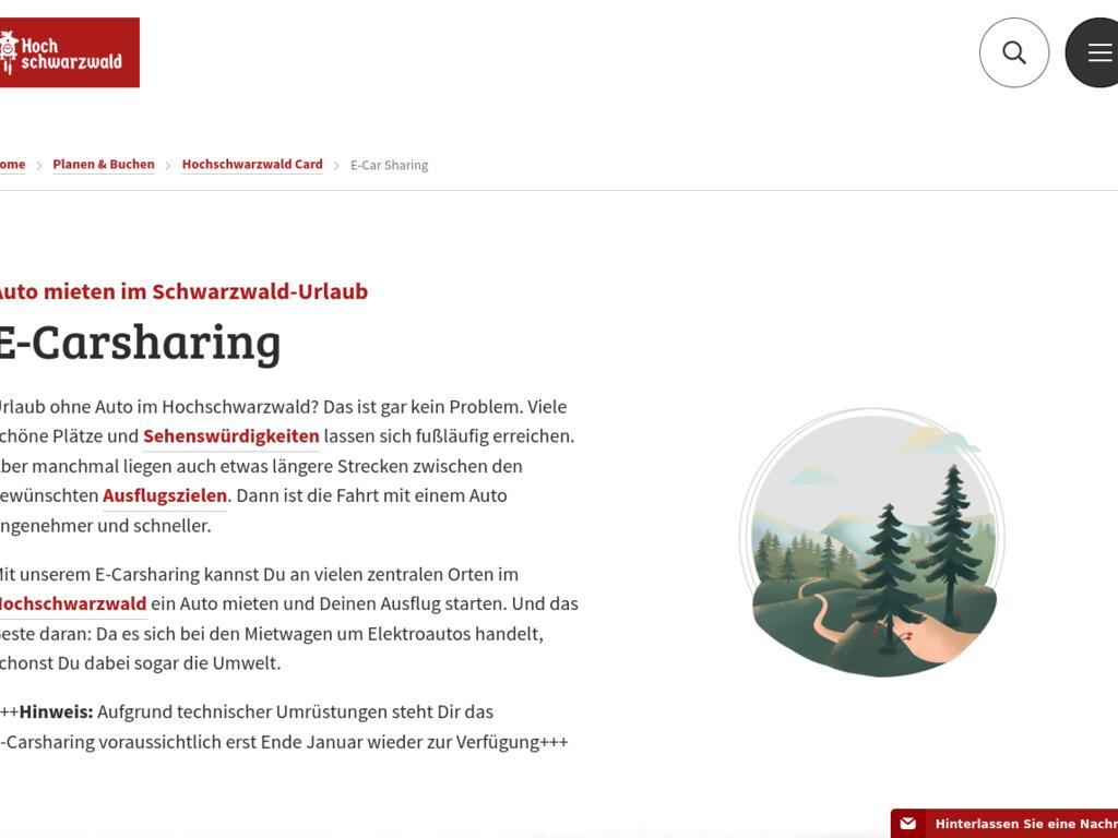 Hochschwarzwald E-Carsharing Screenshot