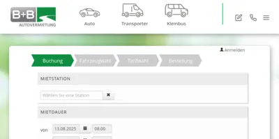 B+B Autovermietung Mietwagen Screenshot