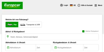 europcar Mietwagen Screenshot