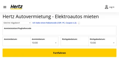 hertz Mietwagen Screenshot