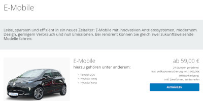 reno-rent Mietwagen Screenshot