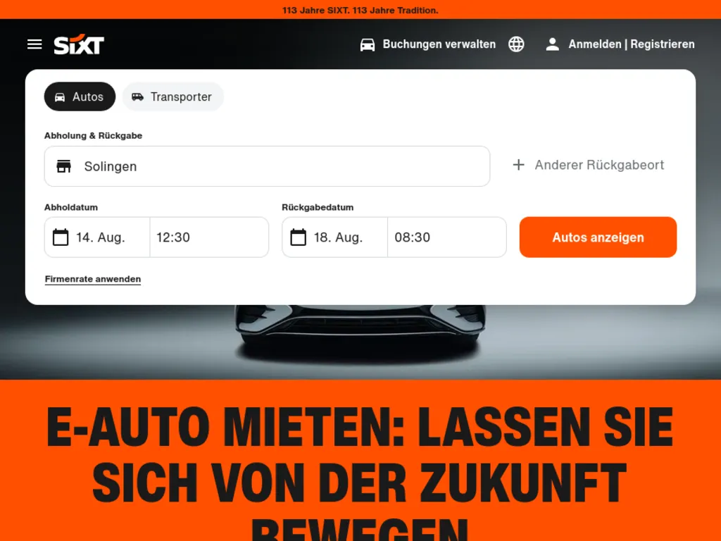 Sixt Screenshot