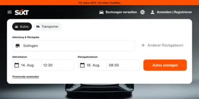Sixt Mietwagen Screenshot